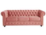 Canapé CHESTERFIELD Rose clair - Profondeur : 205 cm