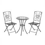 PARIS Bistro-Set Mosaik Schwarz - Metall - Höhe: 90 cm