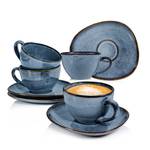 8-tlg. Kaffeetassen Set Darwin Blau - Stein - 27 x 39 x 20 cm