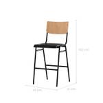 Tabouret de bar Clem (Lot de 2) Noir - Bois massif - 45 x 102 x 49 cm