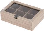 Teebox mit 6 Fächern, Holz Braun - Massivholz - 16 x 7 x 24 cm