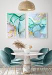 Echtgold Aquarell Blau Poster Set Papier - 70 x 50 x 70 cm