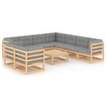 Garten-Lounge-Set (10-teilig) 3009856-2 Grau - Holz