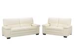 Ensemble canapé MIMAS Lot de 2 Blanc - Cuir véritable - 89 x 97 x 210 cm