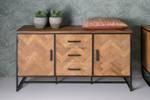 Sideboard Teaked Schwarz - Massivholz - 145 x 85 x 45 cm