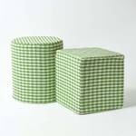 Designer Hocker Ottoman rund Gingham Grün