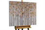 Acrylbild handgemalt Gold of Birches Grau - Massivholz - Textil - 100 x 75 x 4 cm