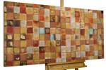 Tableau peint à la main Order of Harmony Marron - Bois massif - Textile - 140 x 70 x 4 cm