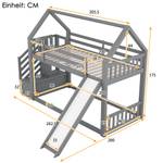 Etagenbett M470-01 Grau - Holzwerkstoff - 95 x 175 x 242 cm