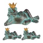 3 x Gartenfigur Froschkönig S Gold - Grün - Metall - 10 x 7 x 5 cm