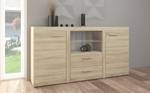 FURNIX Sideboard RIVAY 2F2S Sonoma Eiche Hell Dekor - Eiche Sonoma Dekor - Grau