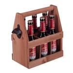 Bierträger aus Holz mit Flaschenöffner Braun - Holzwerkstoff - Metall - 28 x 28 x 15 cm