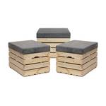 Sitzhocker mit Stauraum NATURE  3er Set Grau