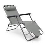 Liegestuhl klappbar Schwarz - Grau - Silber - Metall - Kunststoff - Textil - 59 x 80 x 124 cm