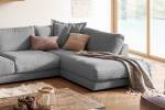 Sofa MADELINE Wohnlandschaft Cord Grau - Armlehne davorstehend rechts - Longchair davorstehend links