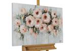 Tableau peint à la main Splash of Roses Gris - Bois massif - Textile - 90 x 60 x 4 cm