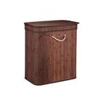 Lot de 3 paniers à linge bambou marron Marron foncé - Blanc