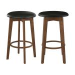 Tabouret de bar Vahina (Lot de 2) Noir - Bois massif - 38 x 66 x 38 cm