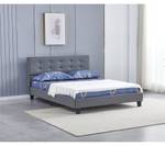 Bett aus grauem Kunstleder 140x190cm Grau - Naturfaser - 140 x 90 x 190 cm