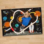 Weltall Teppich für Kinder 150x100 cm Schwarz - Grau - Orange - Kunststoff - Textil - 150 x 1 x 100 cm