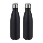 2 x Trinkflasche Edelstahl schwarz Schwarz - Silber