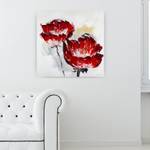 Tableau Le parfum de fleurs luxuriantes Rouge - Bois massif - Textile - 80 x 80 x 4 cm