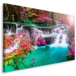 Leinwandbild WASSERFALL Wald Natur 3D 70 x 50 x 50 cm