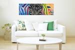 Tableau peint Psychedelic Zebra Bois massif - Textile - En partie en bois massif - 150 x 50 x 4 cm