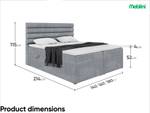 Boxspringbett Karim Grau - 180 x 214 cm - H4