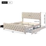 Lit double M025 Beige - Bois manufacturé - 140 x 97 x 211 cm