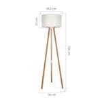 Lampadaire Keynes E27 bambou / crème Blanc - Textile - 37 x 136 x 37 cm