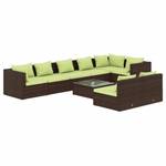 Salon de jardin (lot de 9) 3013637-2 Marron - Vert - Métal - Polyrotin - 60 x 30 x 60 cm