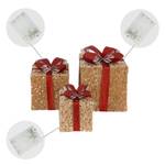 Weihnachtsgeschenke 3er Set mit LEDs Braun - Rot