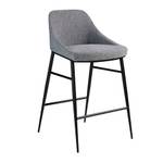 Tabouret en tissu avec pieds en noir Gris - Textile - 49 x 90 x 53 cm