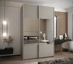 Armoire Lux 4 Beige - Argenté - Largeur : 150 cm