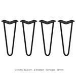 4 x 2 Streben Hairpin-Tischbeine 30.5cm Schwarz - Metall - 1 x 31 x 2 cm
