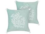 Coussin décoratif NORI Vert - Menthe - Blanc - Nombre de pièces dans le lot : 2