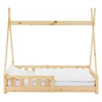 Kinderbett Tipi Rausfallschutz 140x70cm Braun - Massivholz - 76 x 141 x 148 cm