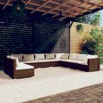 Garten-Lounge-Set 3013637-14 (10-teilig) Braun - Weiß - Metall - Polyrattan - 70 x 61 x 70 cm