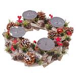 Couronne de l'Avent H50 sans bougies Gris - En partie en bois massif - 33 x 12 x 33 cm