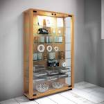 Holz Glas Stand Vitrine Lumo Mini Buche Dekor - Braun