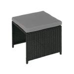 Poly-Rattan Hocker K35 Schwarz - Grau - Polyrattan - 41 x 41 x 41 cm