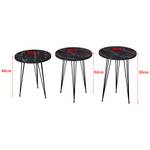 Set de 3 tables d'appoint Ry rondes Imitation marbre noir - 34 x 55 x 34 cm