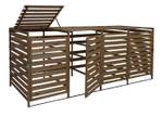 Cache poubelle pour 4/8 places H62 Marron - Bois/Imitation - En partie en bois massif - 271 x 114 x 97 cm