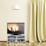 Meuble TV avec 4 compartiments sur roues Blanc - Bois manufacturé - Textile - 80 x 35 x 35 cm