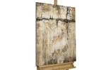 Tableau peint à la main Inside Out Beige - Marron - Bois massif - Textile - 60 x 80 x 4 cm