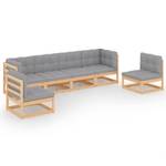 Garten-Lounge-Set (6-teilig) 3009895-2 Grau - Holz