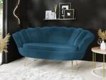 2-Sitzer Samt Muschel Sofa Cara Dunkelblau - Gold