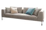 Sofa ARIAN Cord Metallkufe chrom Steingrau - Breite: 230 cm