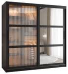 ARMOIRE À PORTES COULISSANTES FLUTES Largeur : 180 cm - Noir